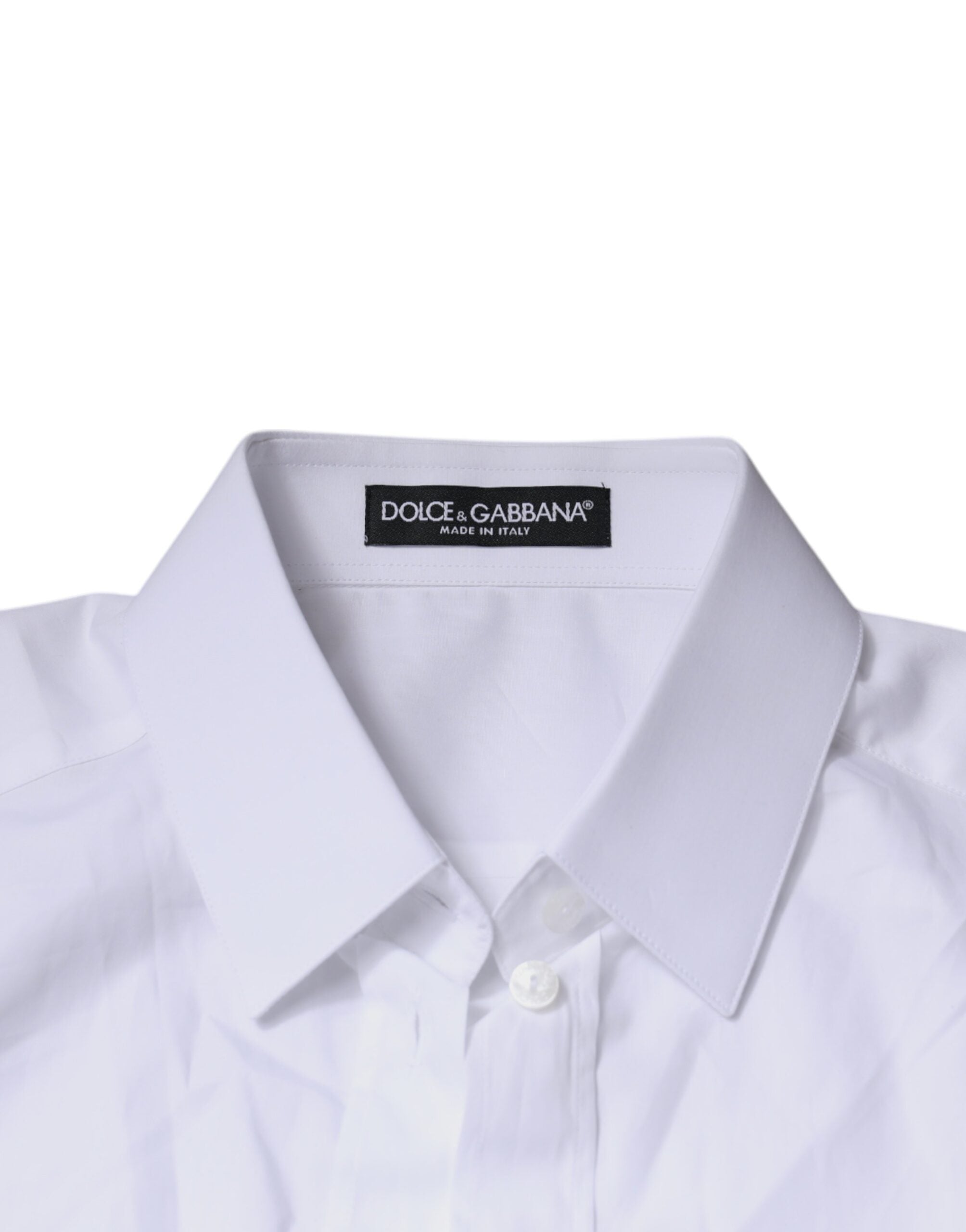 Dolce & Gabbana white cotton shirt with collar and long sleeves-7