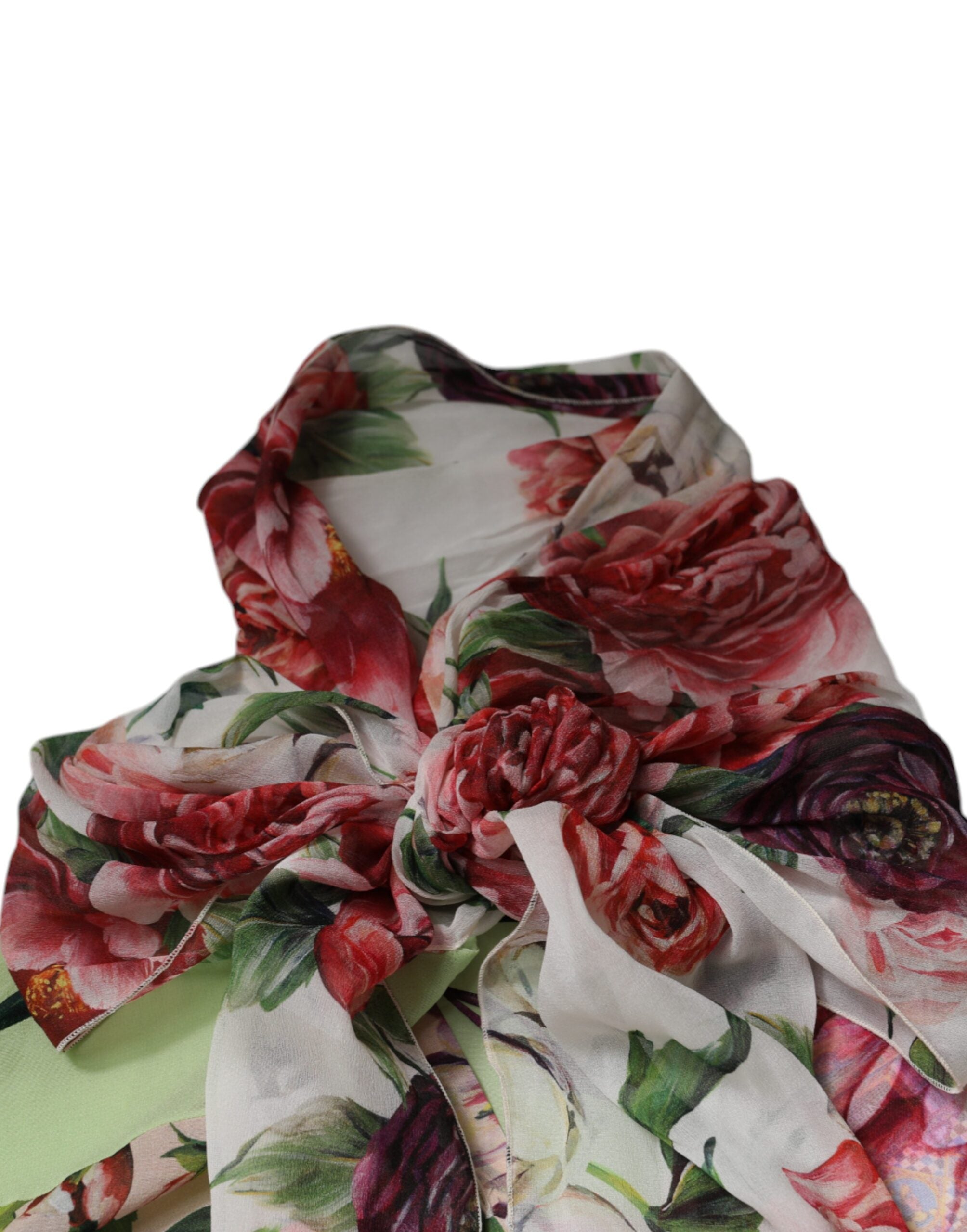 Dolce & Gabbana Multicolor Floral Patchwork Ascot Collar Top-7