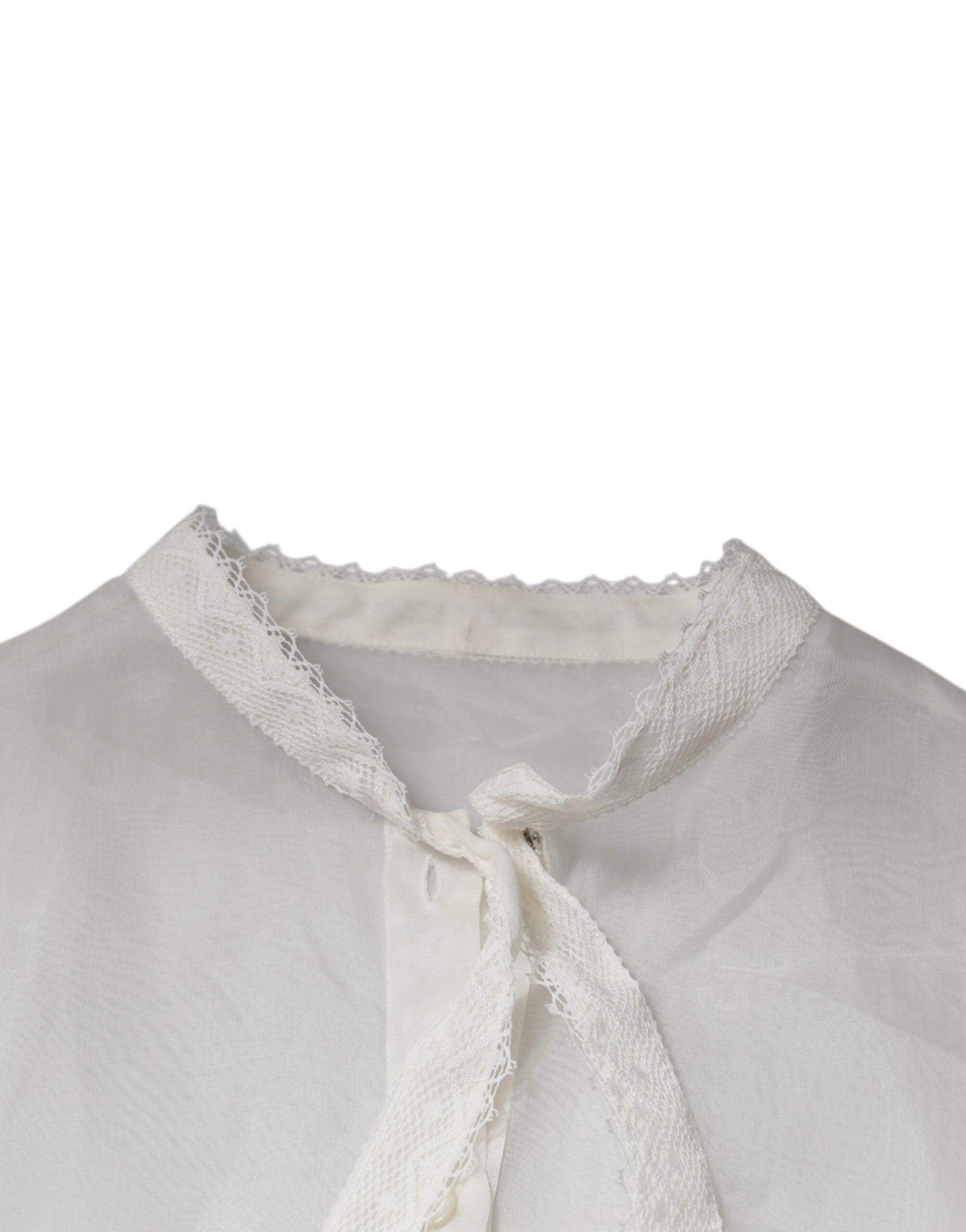Dolce & Gabbana white blouse top with ascot collar and long sleeves-7