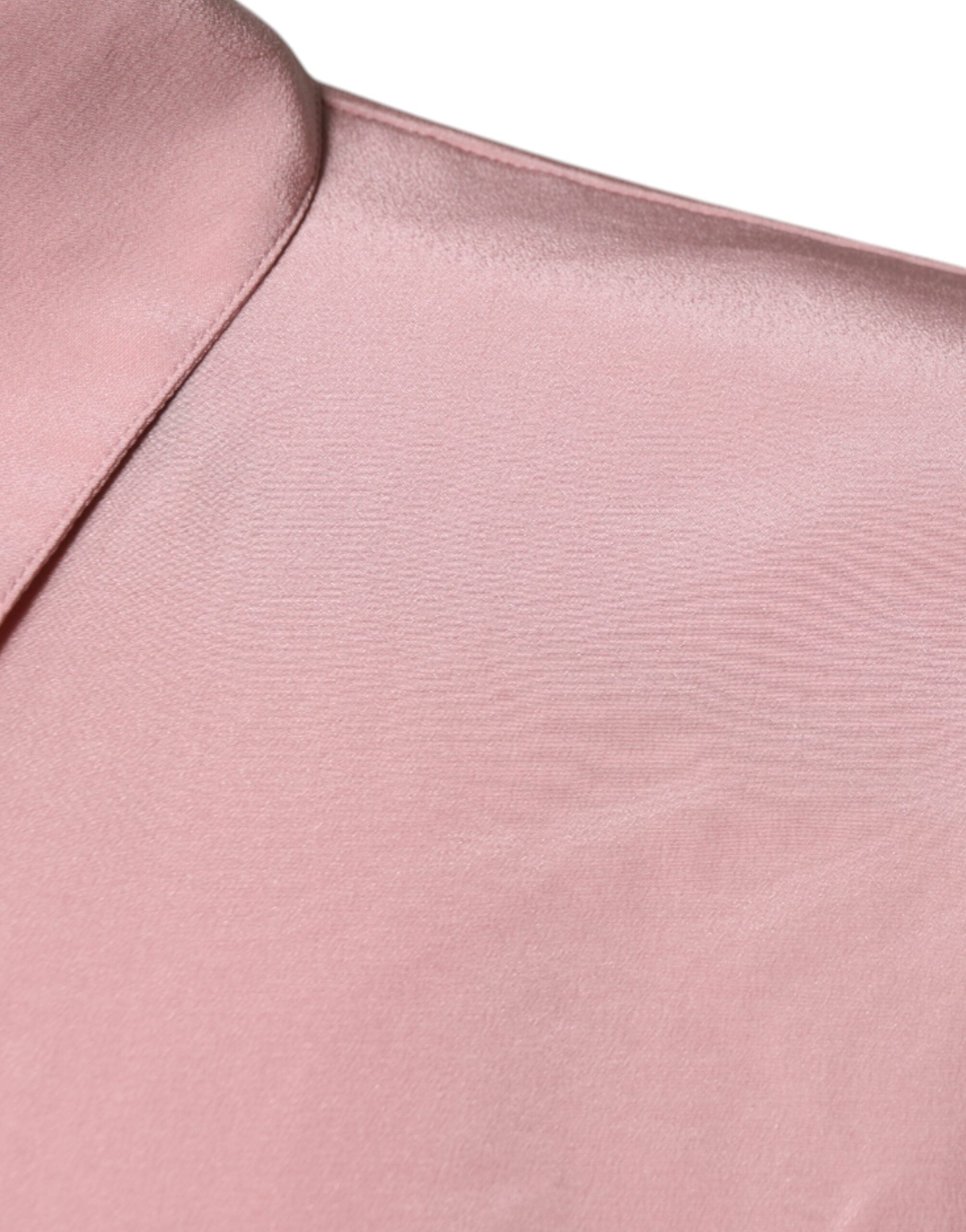 Dolce & Gabbana Rosa Baumwolle Langarm Bluse mit Kragen Top-6