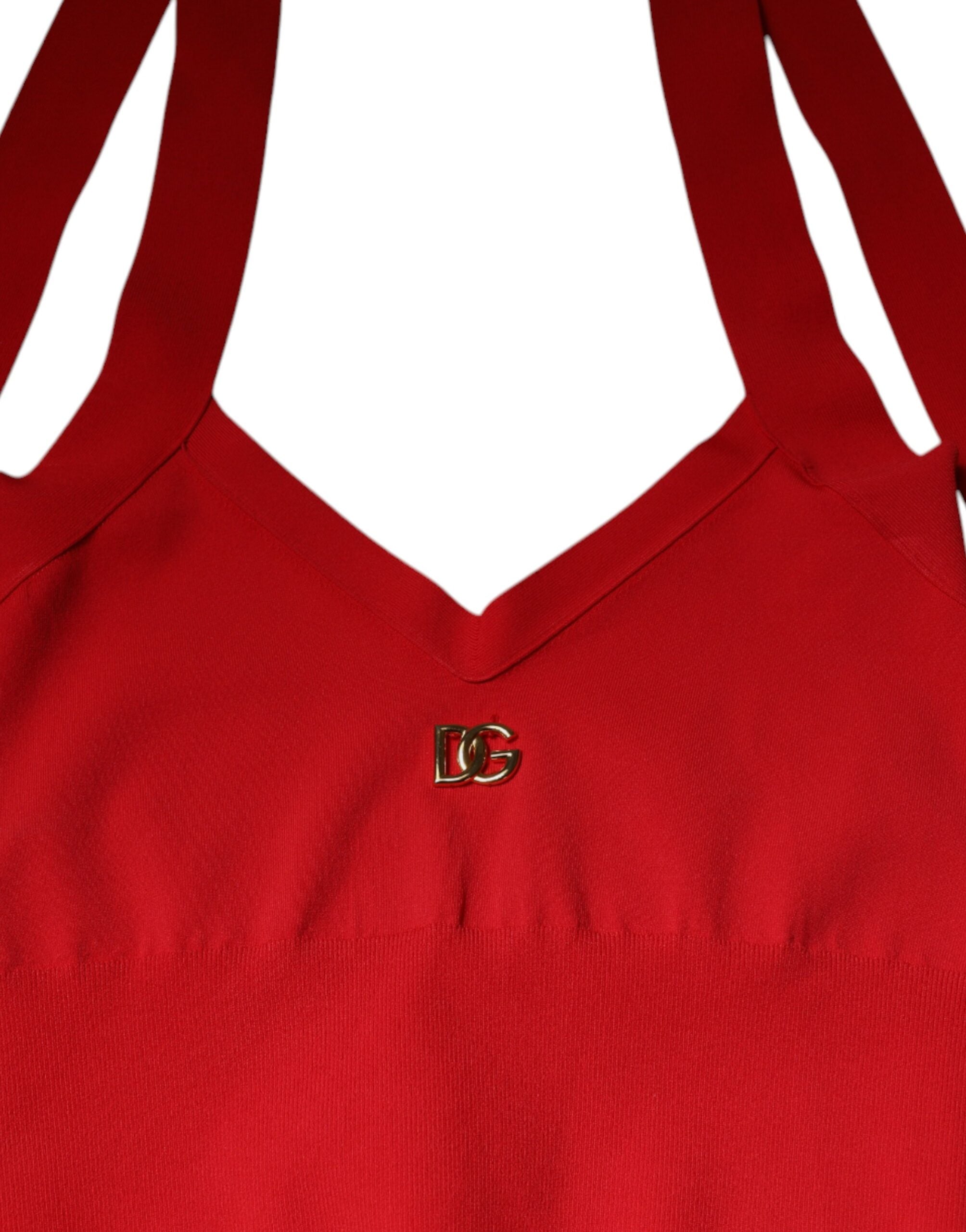 Dolce & Gabbana Red sleeveless viscose tank top-6