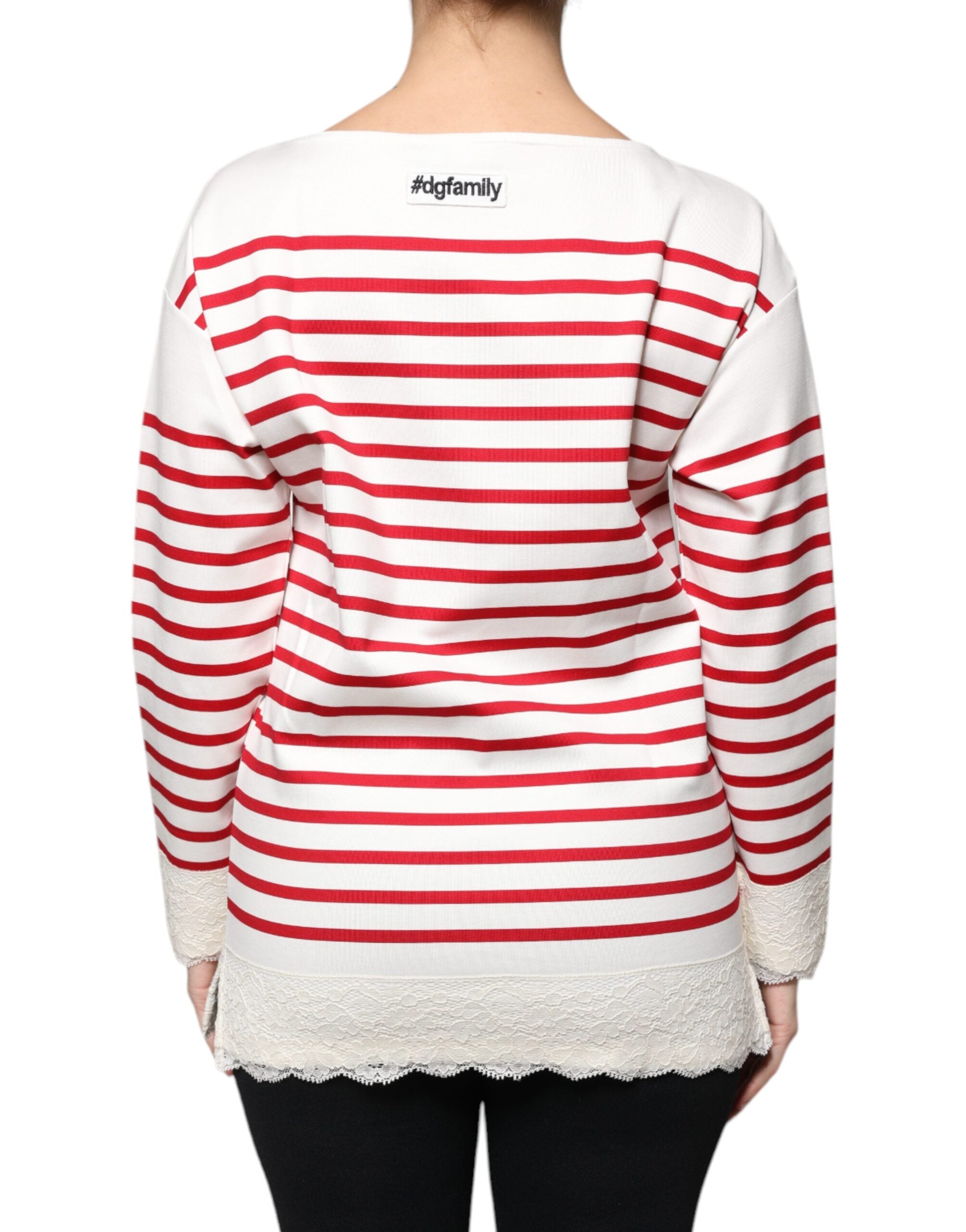 Top de manga larga de algodón a rayas blancas y rojas de Dolce & Gabbana-4
