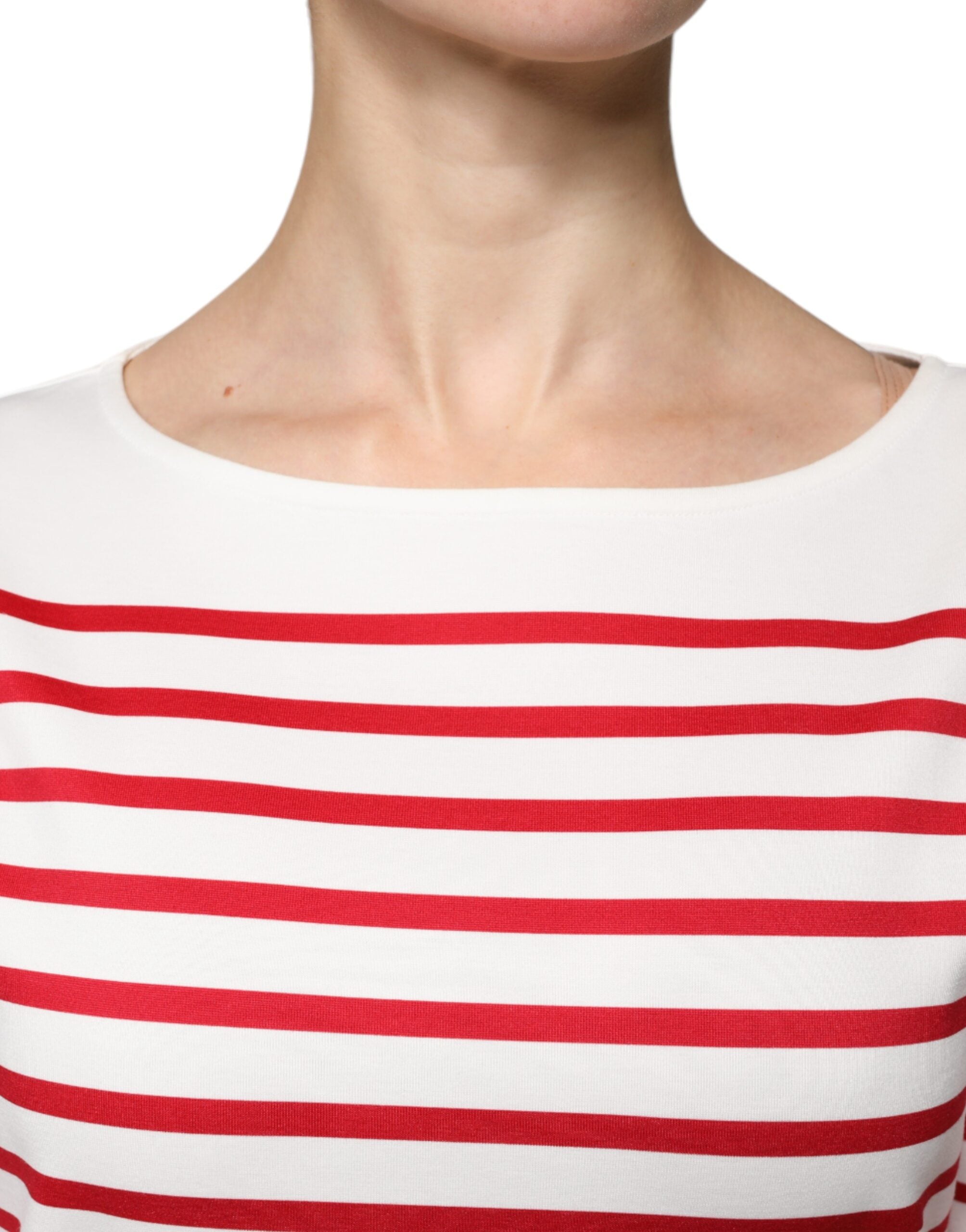 Top de manga larga de algodón a rayas blancas y rojas de Dolce & Gabbana-5