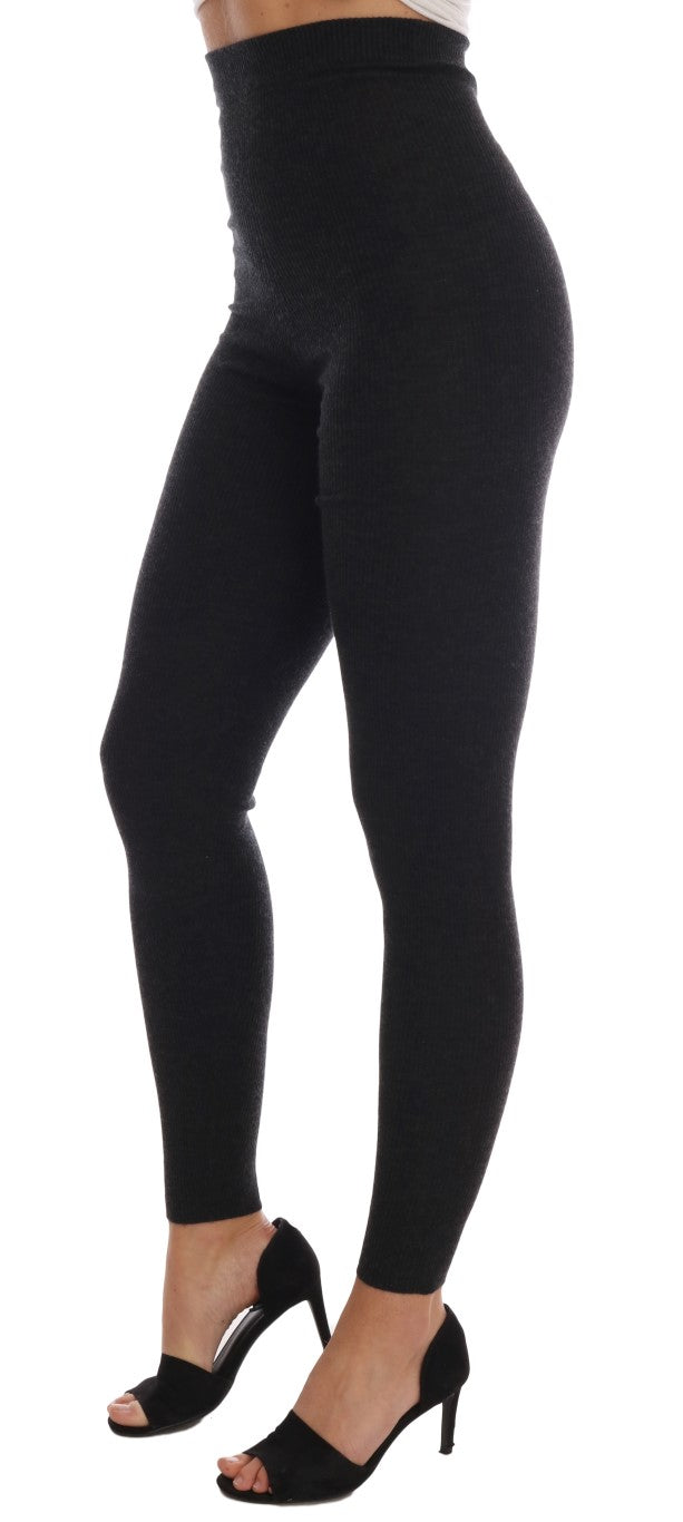 Dolce & Gabbana Graue gerippte Kaschmir-Stretch-Strumpfhose-2