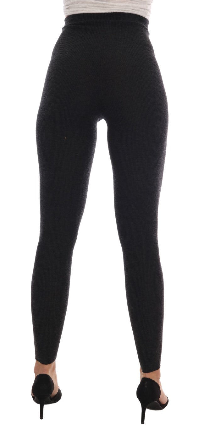 Dolce & Gabbana Graue gerippte Kaschmir-Stretch-Strumpfhose-3