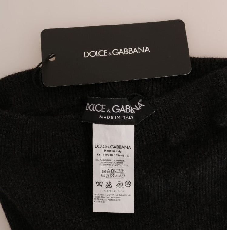 Dolce & Gabbana Graue gerippte Kaschmir-Stretch-Strumpfhose-4