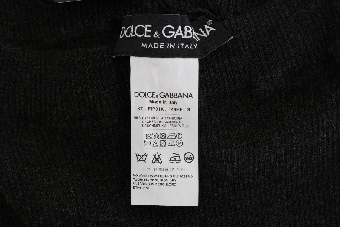 Dolce & Gabbana Graue gerippte Kaschmir-Stretch-Strumpfhose-5