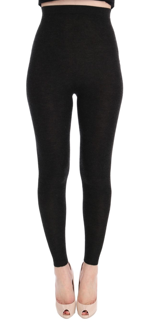 Dolce & Gabbana Grey Cashmere Stretch Tights-1