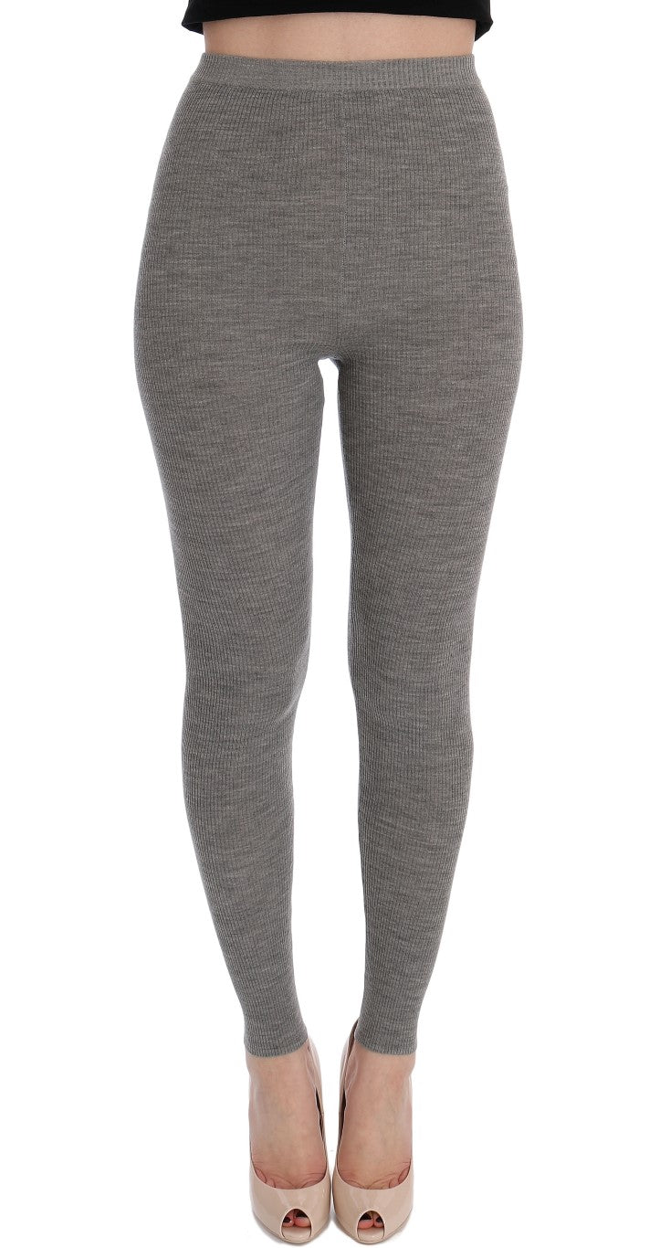 Dolce & Gabbana Grey Cashmere Stretch Tights-1