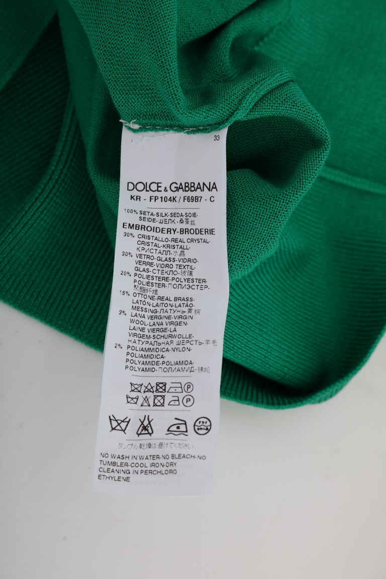 Dolce & Gabbana Grüner Seiden-Kristall-Bananen-Pullover-7