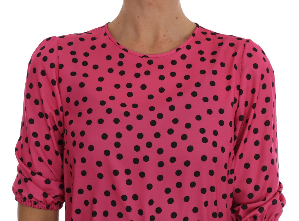 Dolce & Gabbana pink polka dot silk blouse-4