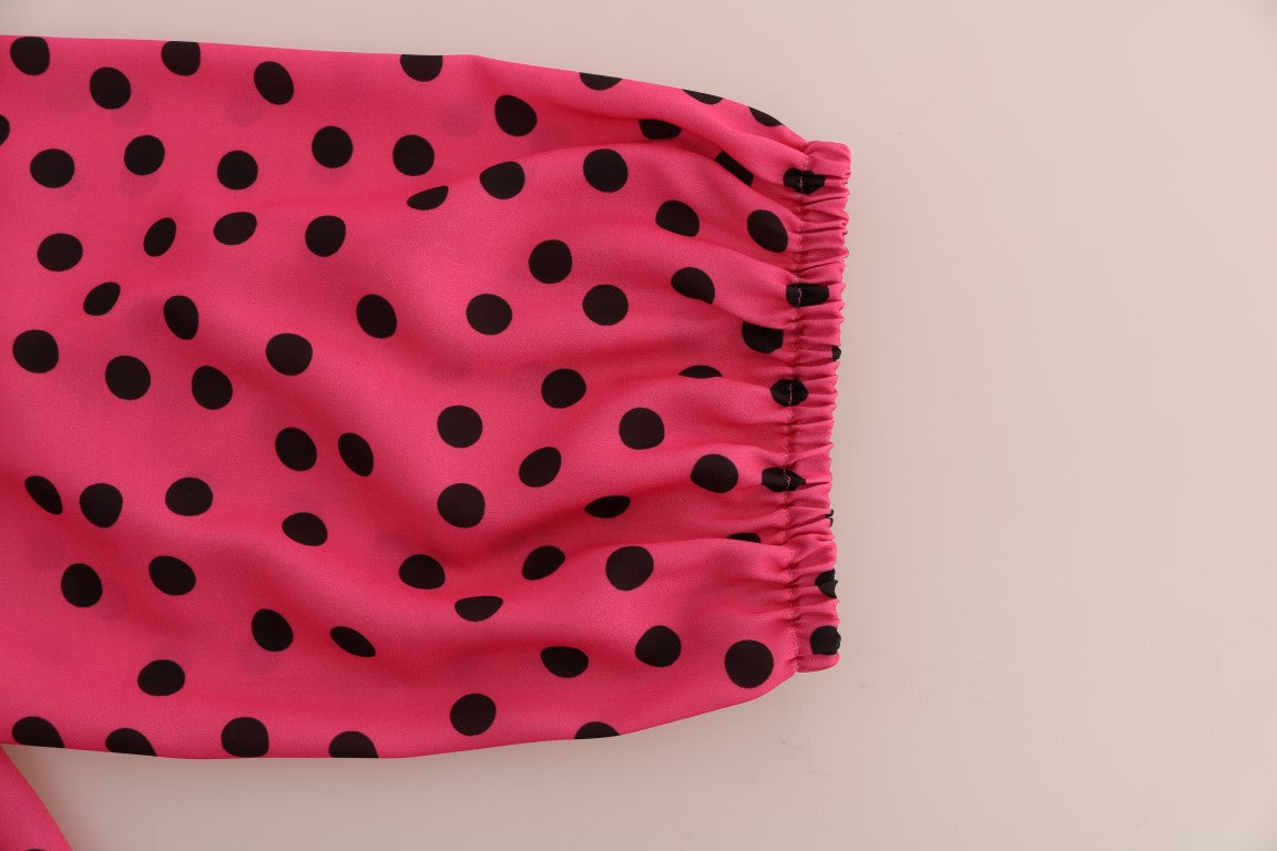 Dolce & Gabbana pink polka dot silk blouse-6