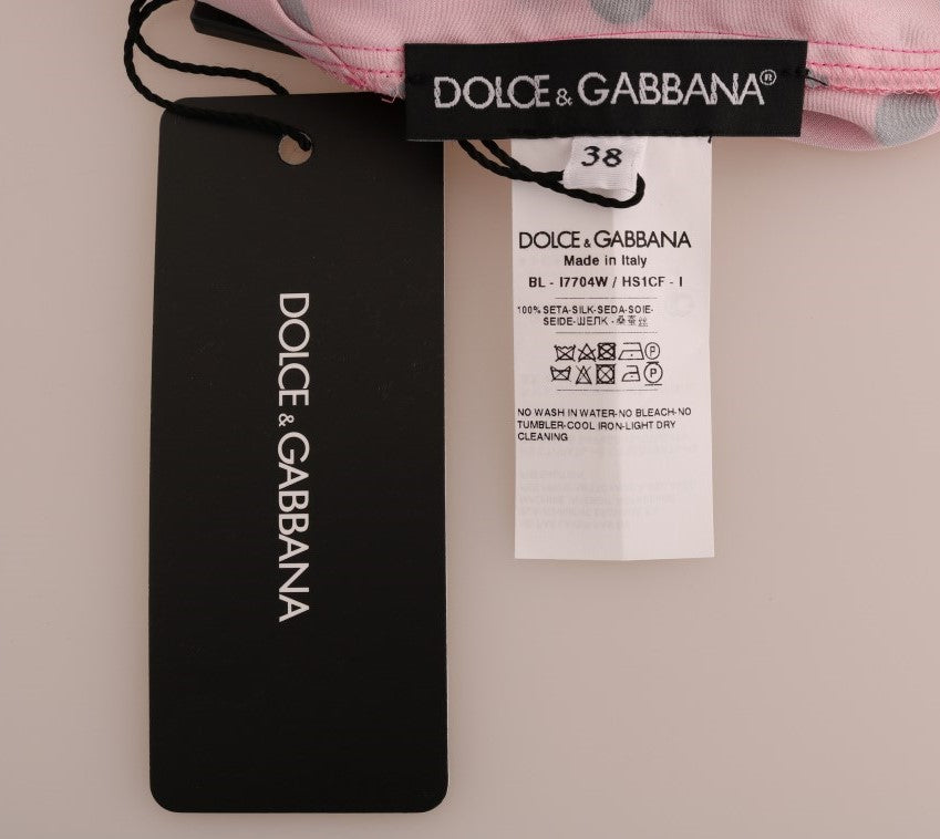 Dolce & Gabbana pink polka dot silk blouse-7