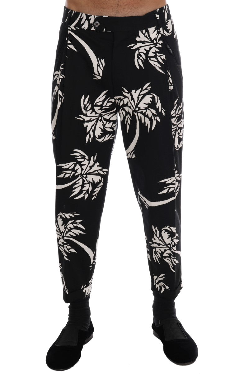 Dolce & Gabbana Black Tree cotton stretch trousers-1