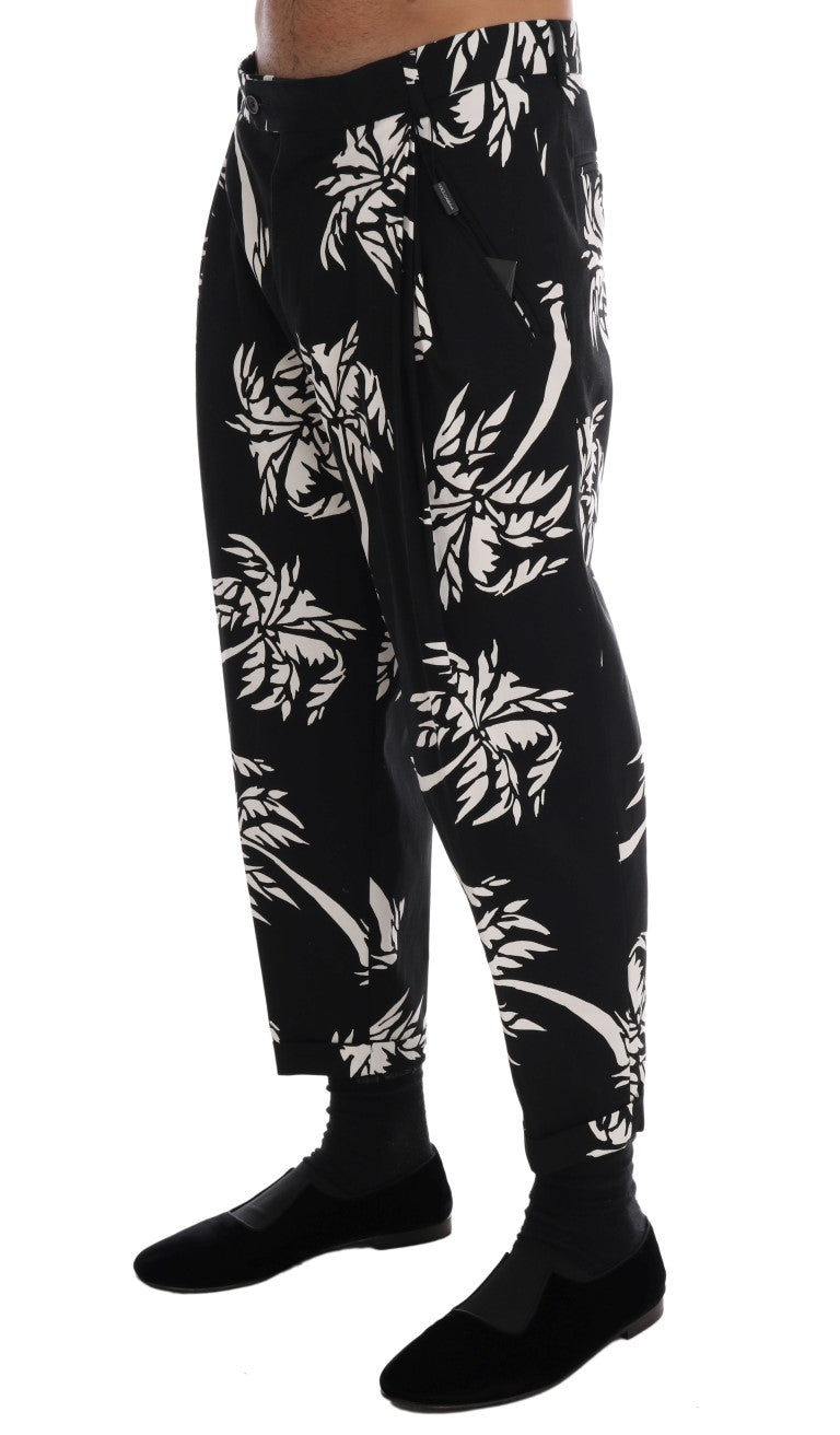 Dolce & Gabbana Black Tree cotton stretch trousers-2