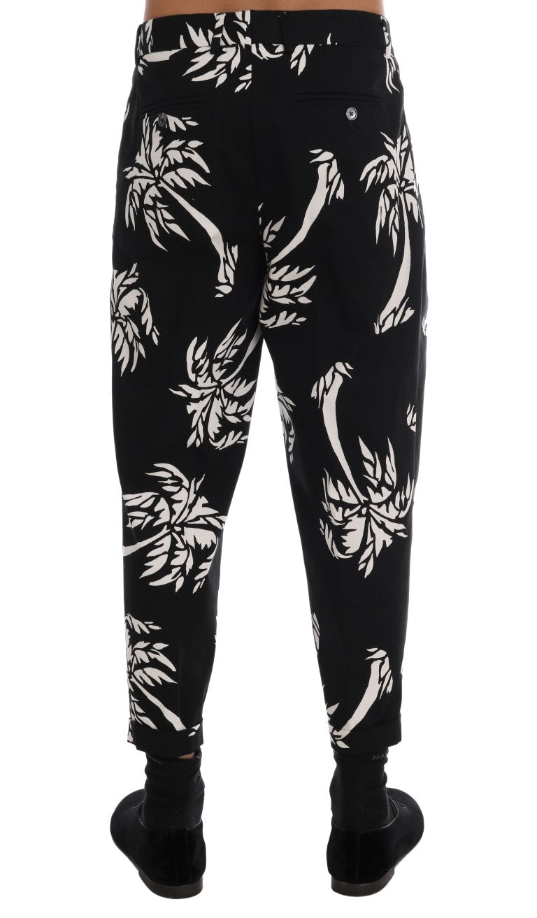 Dolce & Gabbana Black Tree cotton stretch trousers-3