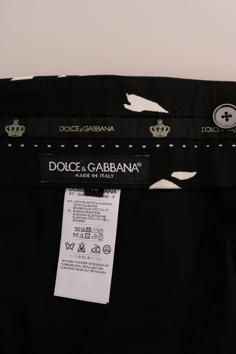 Dolce & Gabbana Black Tree cotton stretch trousers-7