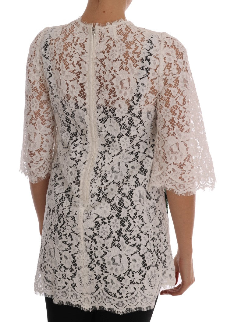 Dolce & Gabbana white blouse in crystal-embellished lace-3