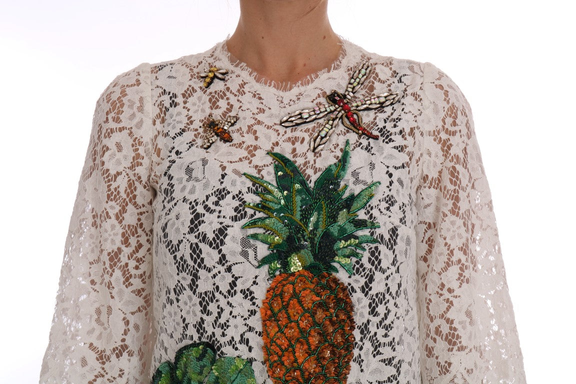 Dolce & Gabbana white blouse in crystal-embellished lace-4
