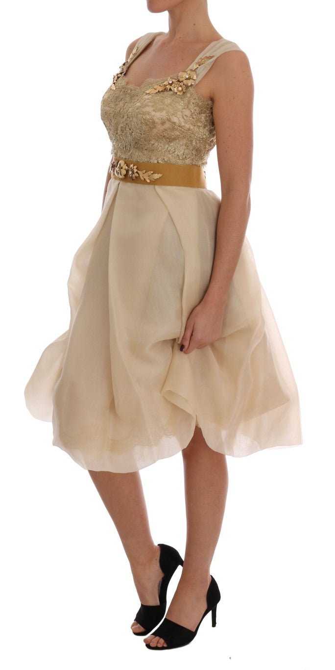 Dolce & Gabbana gold-colored, crystal-embellished silk dress-2