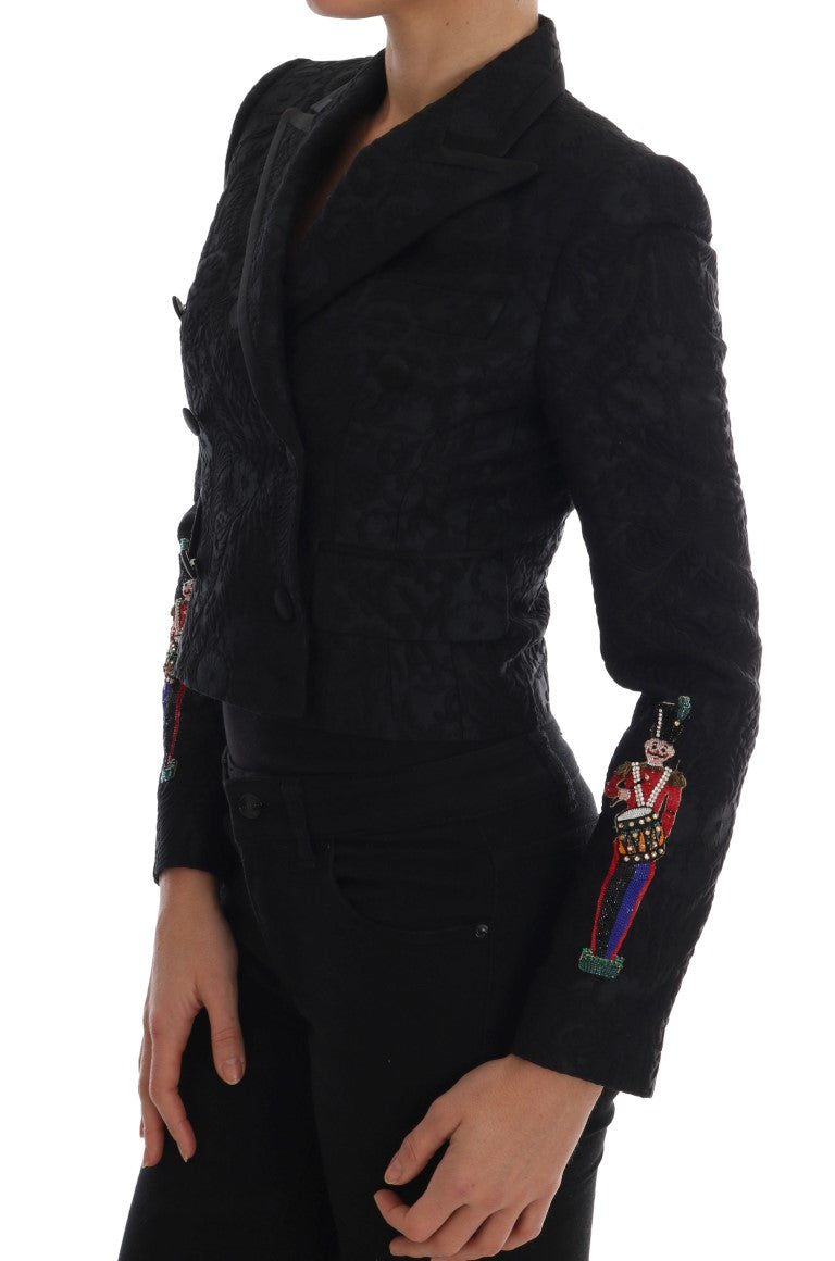 Dolce & Gabbana Schwarze Brokat-Blazer-Jacke-2