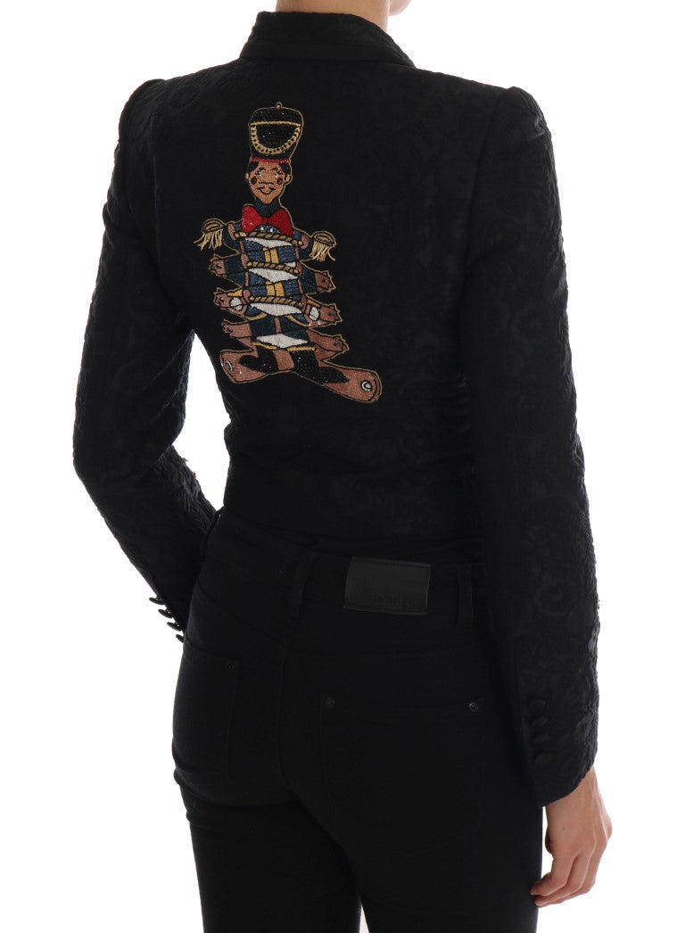 Dolce & Gabbana Schwarze Brokat-Blazer-Jacke-3