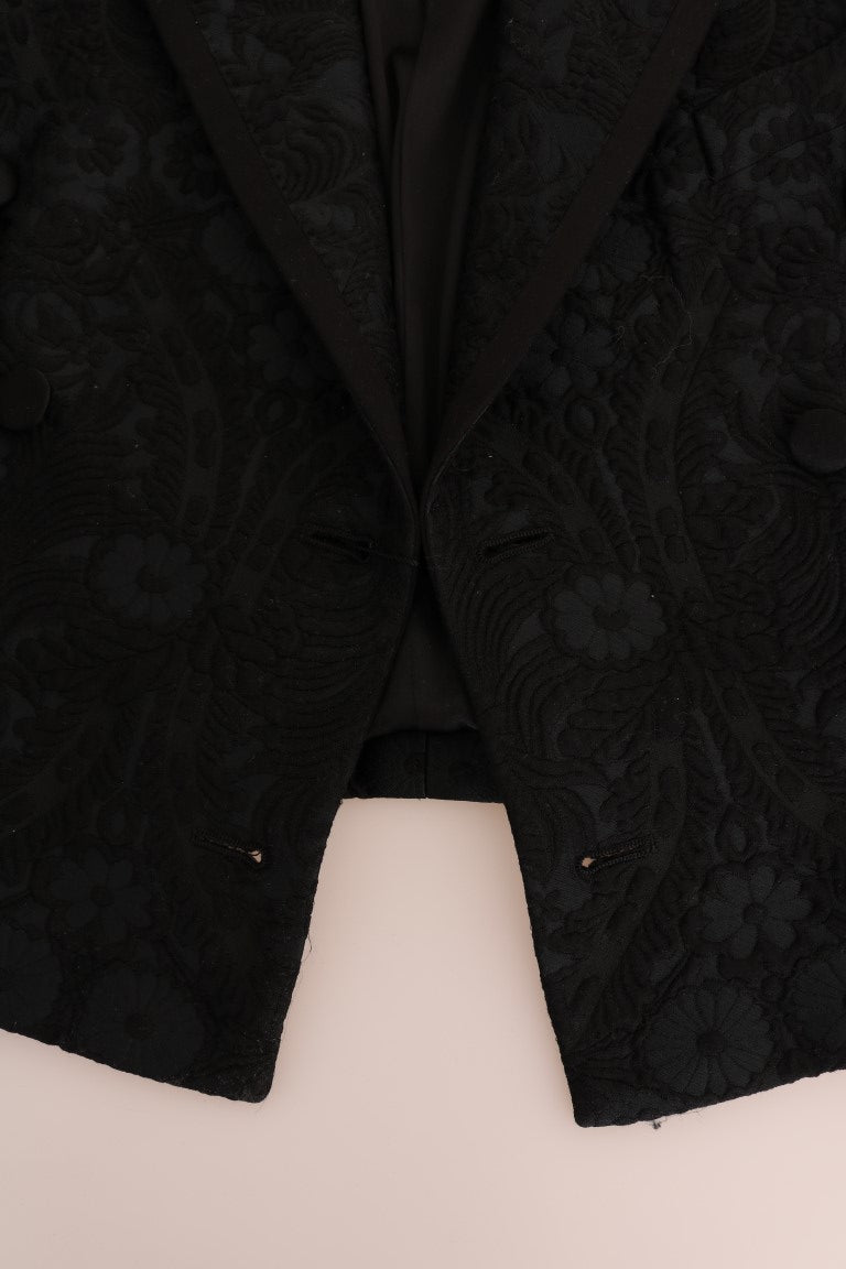 Chaqueta blazer de brocado negro de Dolce & Gabbana-6