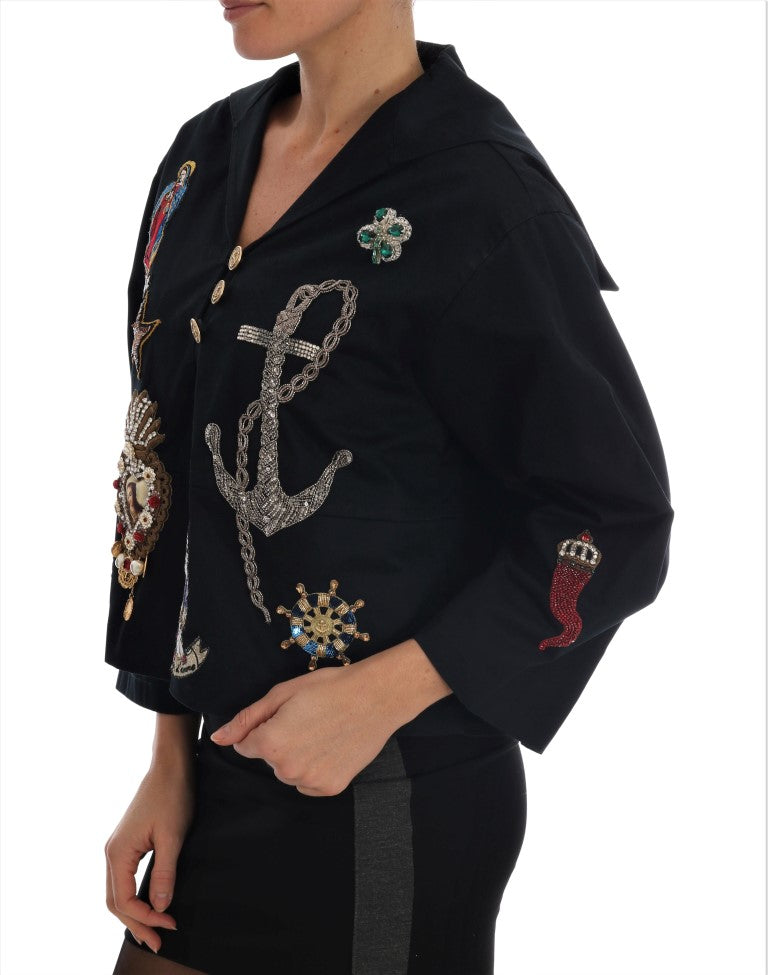 Dolce & Gabbana Blue Crystal MAMMA Sicily Jacket-3