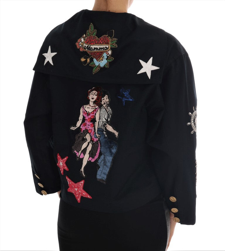 Dolce & Gabbana Blue Crystal MAMMA Sicily Jacket-4
