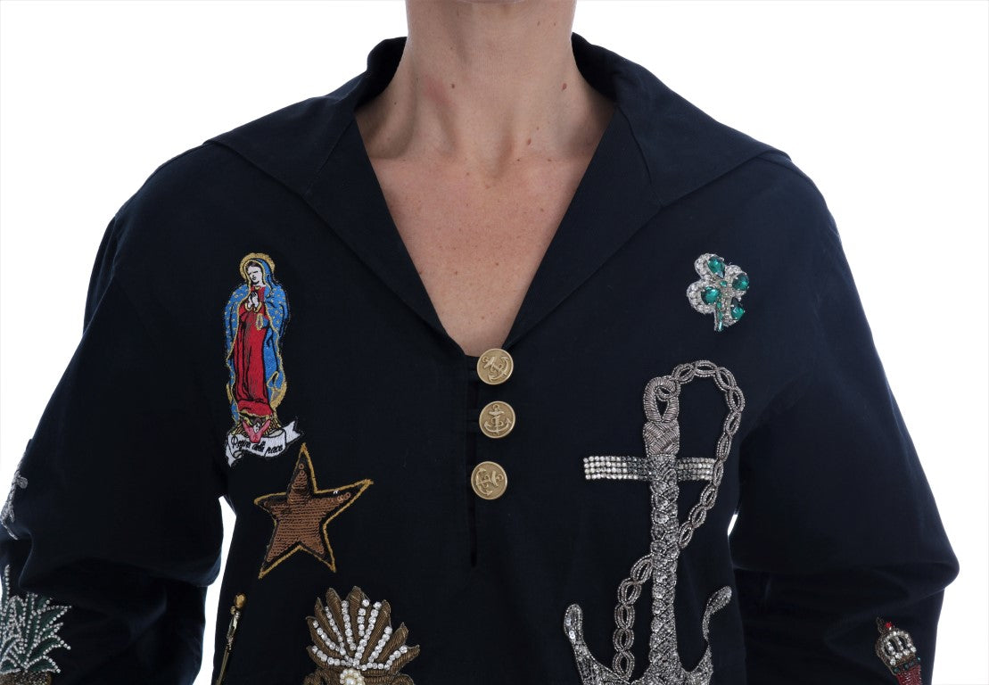 Dolce & Gabbana Blue Crystal MAMMA Sicily Jacket-5