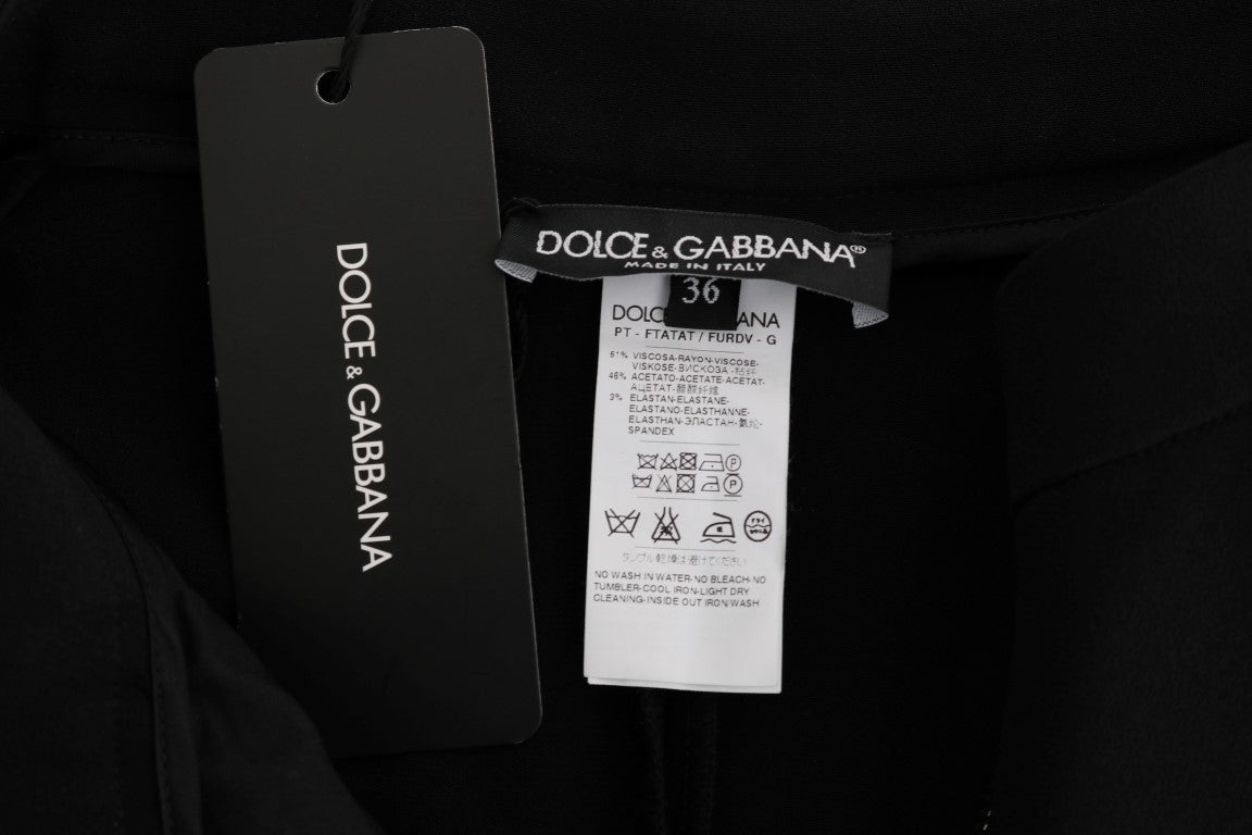 Dolce & Gabbana Black Stretch Capri Pants with Pink Stripes-6