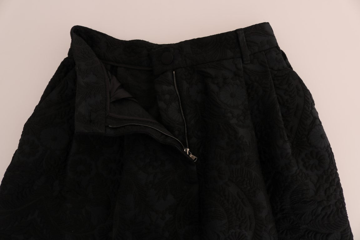 Shorts capri de cintura alta con brocado negro de Dolce & Gabbana-4
