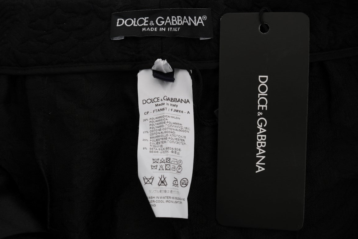 Shorts capri de cintura alta con brocado negro de Dolce & Gabbana-6