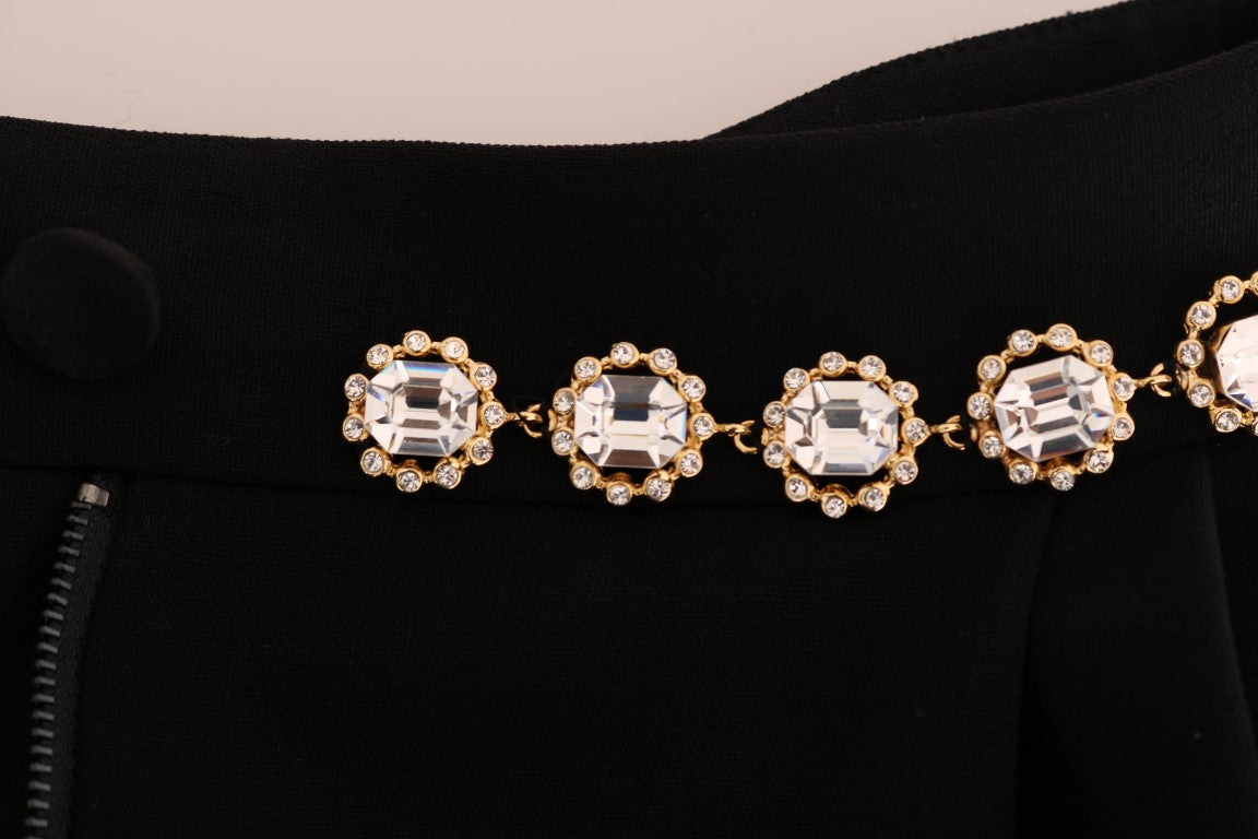 Dolce & Gabbana Black Stretch Crystal Trousers in Wool-5