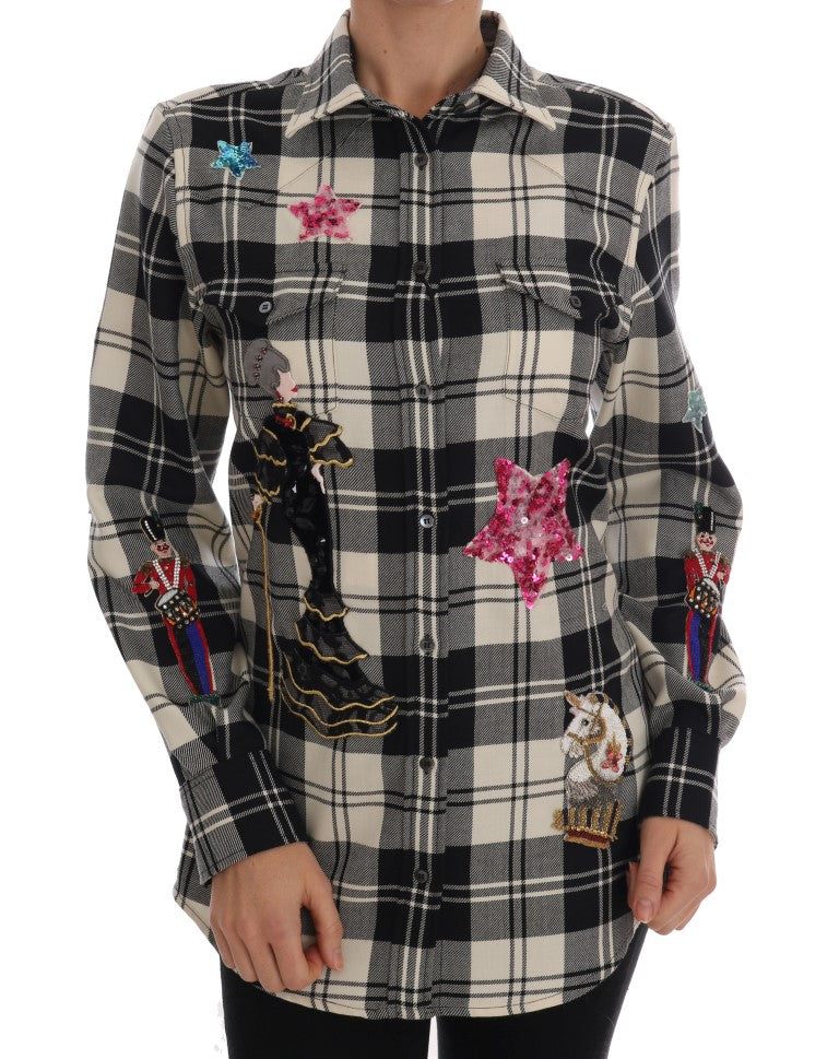 Camisa de cristal de hadas en blanco y negro de Dolce & Gabbana-1