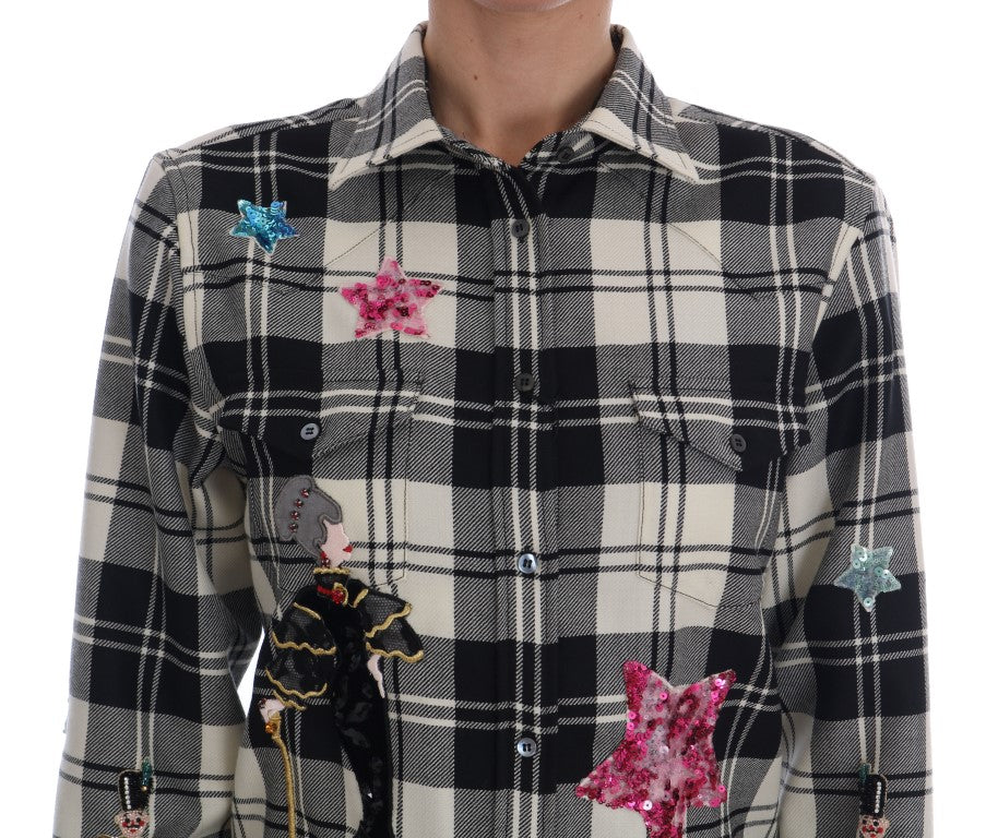 Camisa de cristal de hadas en blanco y negro de Dolce & Gabbana-4