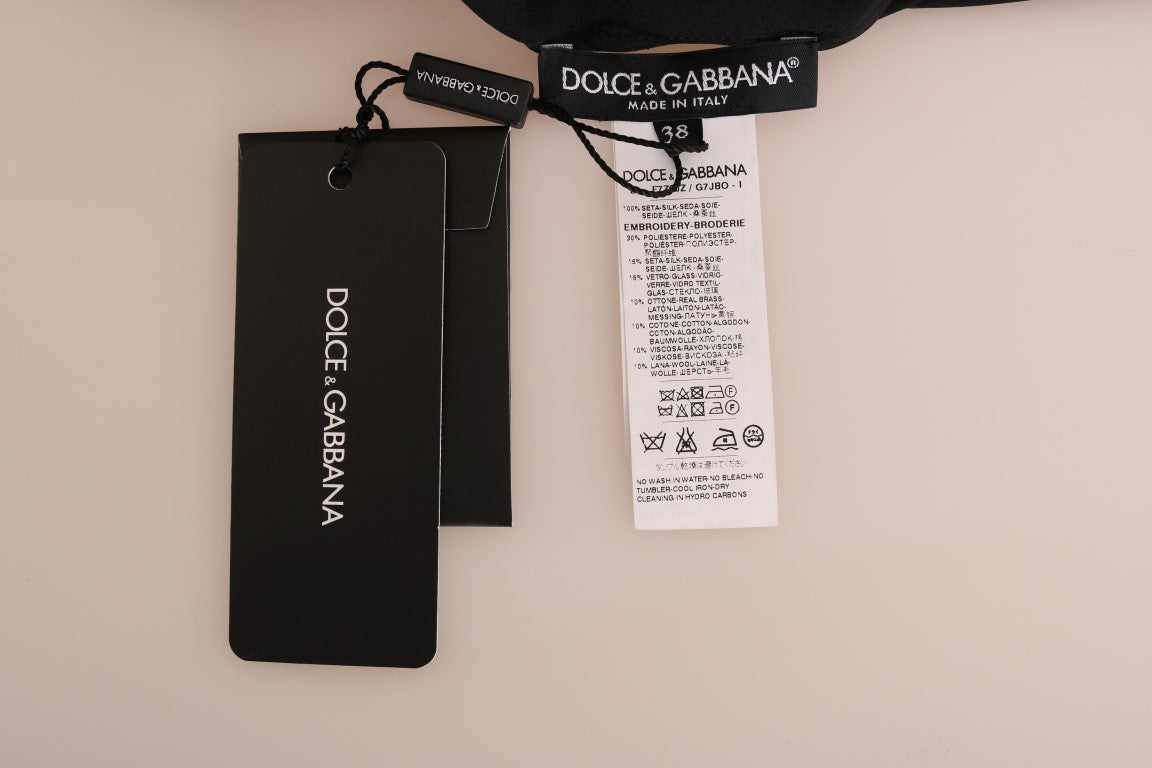 Dolce & Gabbana Black Silk Fairy Tale Top Crystal Blouse-7