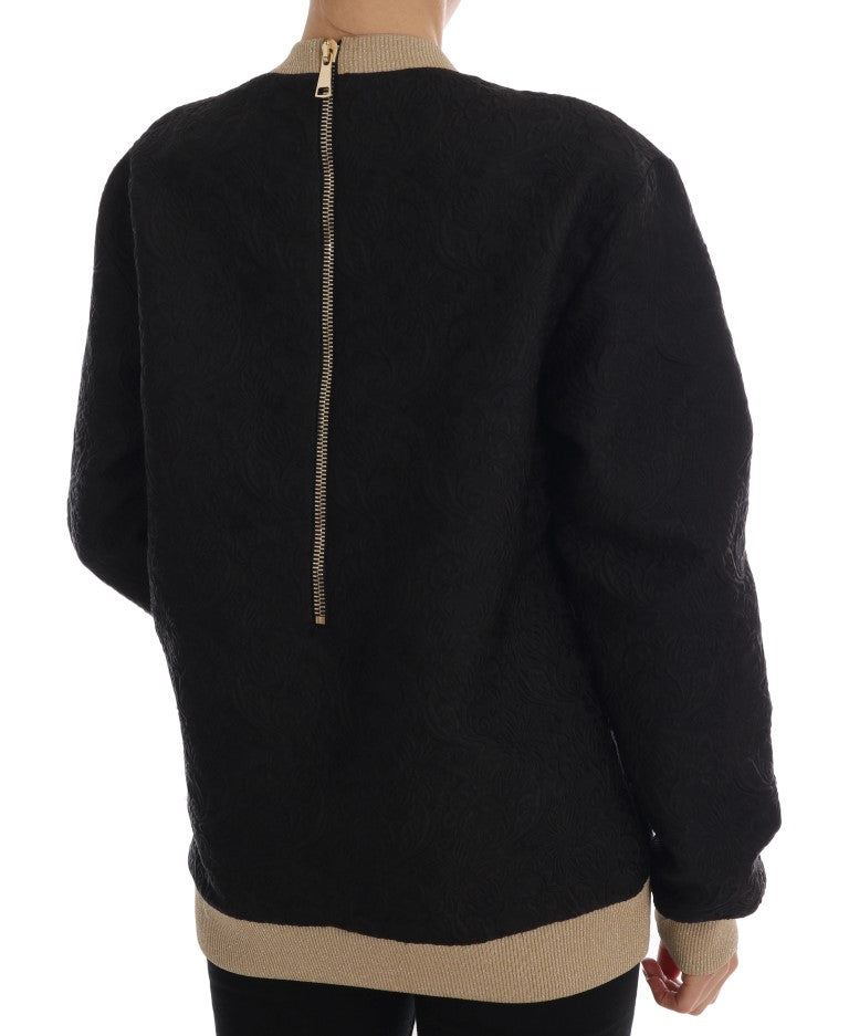 Dolce & Gabbana Black Fairy Tale Brocade Zip-Up Sweater-3