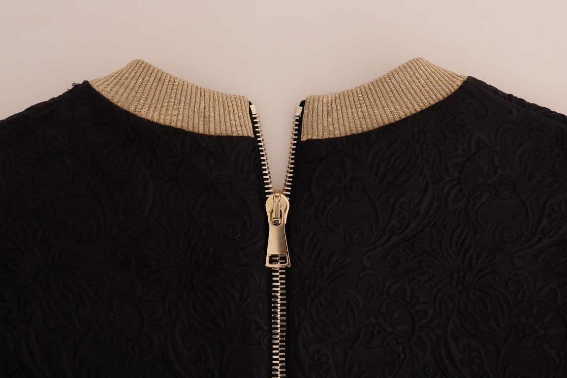 Dolce & Gabbana Black Fairy Tale Brocade Zip-Up Sweater-5