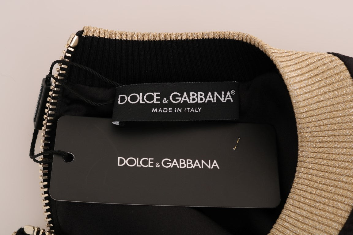 Dolce & Gabbana Black Fairy Tale Brocade Zip-Up Sweater-7