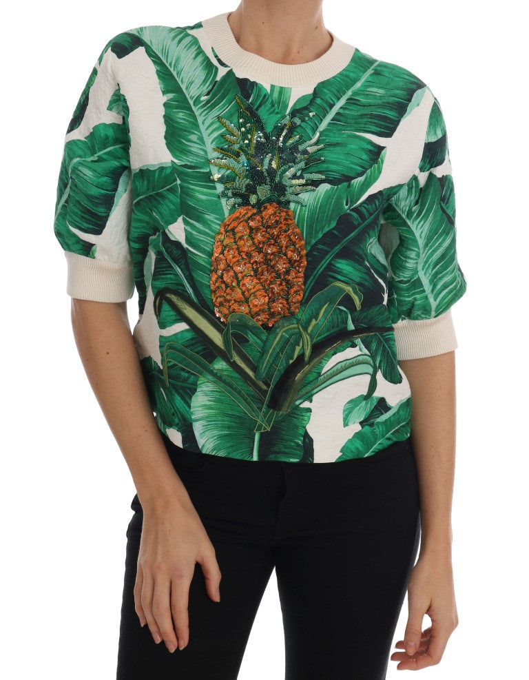 Dolce & Gabbana pineapple-banana sequin sweater with round neck-1