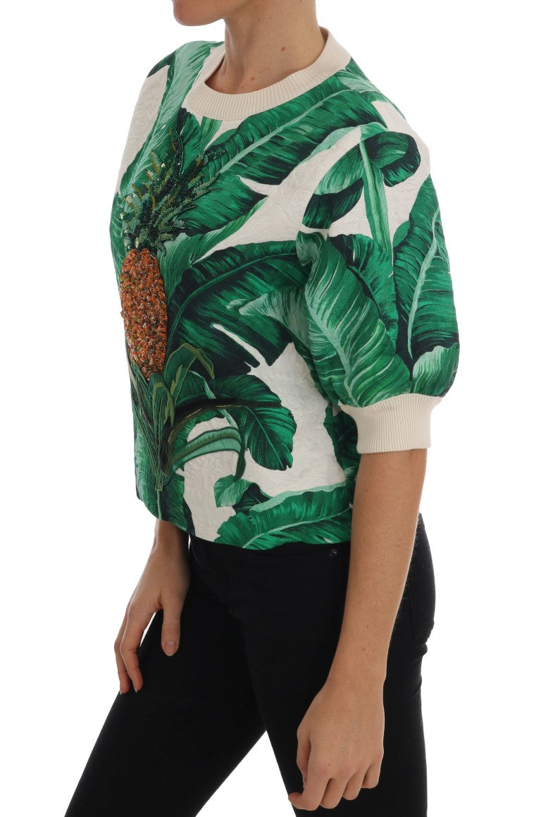 Dolce & Gabbana pineapple-banana sequin sweater with round neck-2