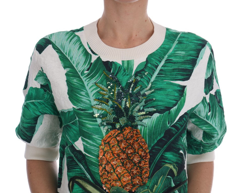Dolce & Gabbana pineapple-banana sequin sweater with round neck-4