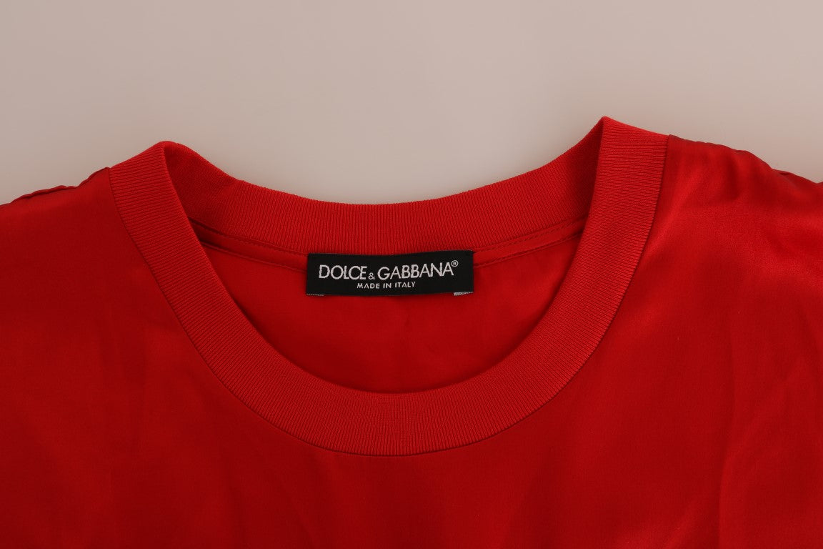 Dolce & Gabbana Red Silk Orange Vase Crystal Top-5