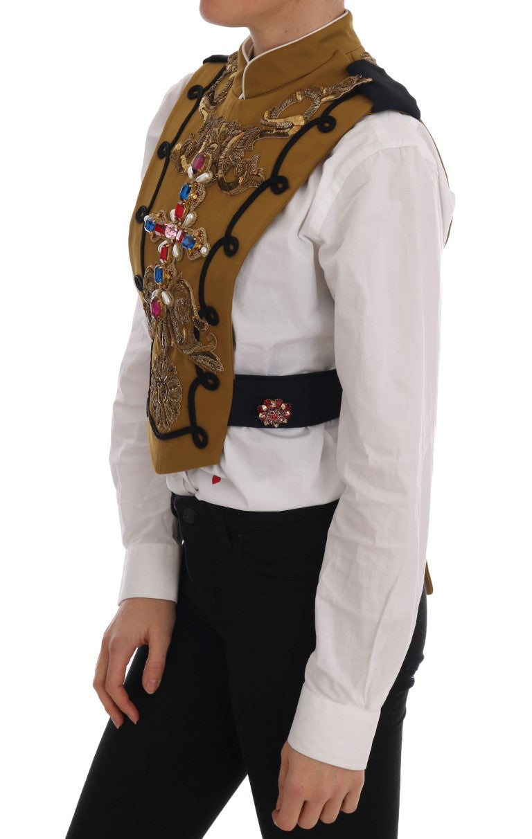 Dolce & Gabbana Yellow Crystal Cross Vest Jacket-2