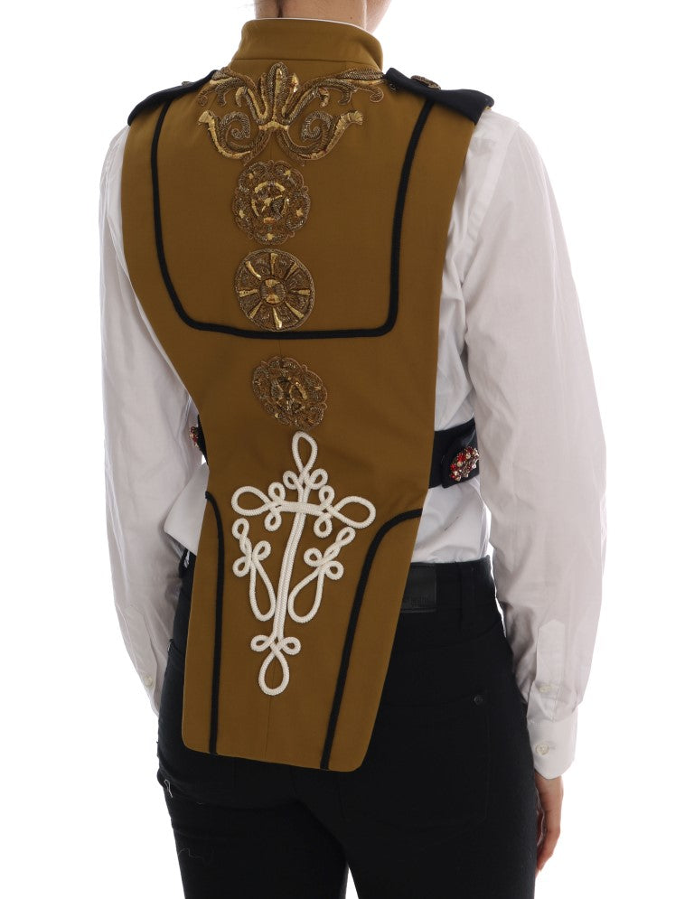 Dolce & Gabbana Yellow Crystal Cross Vest Jacket-3
