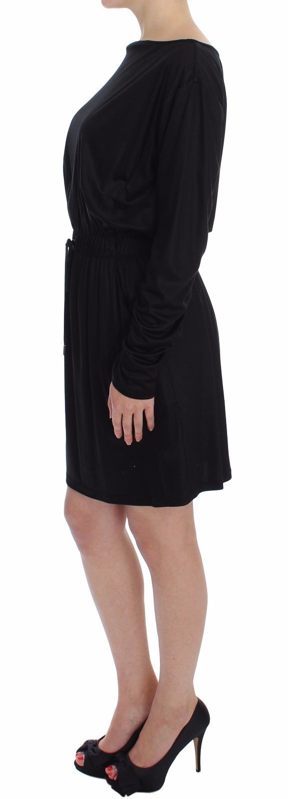 Versace Jeans Black Modal-Silk Shift Knee Dress-3