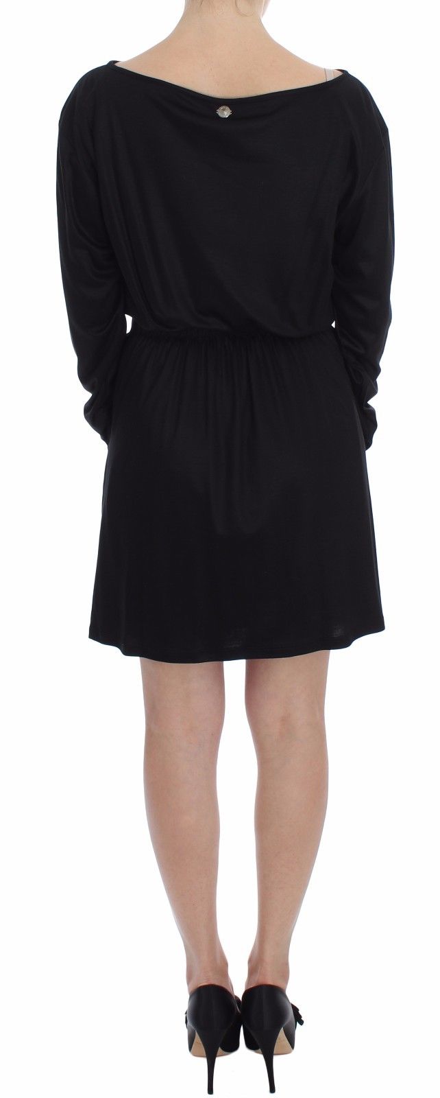 Versace Jeans Black Modal-Silk Shift Knee Dress-4
