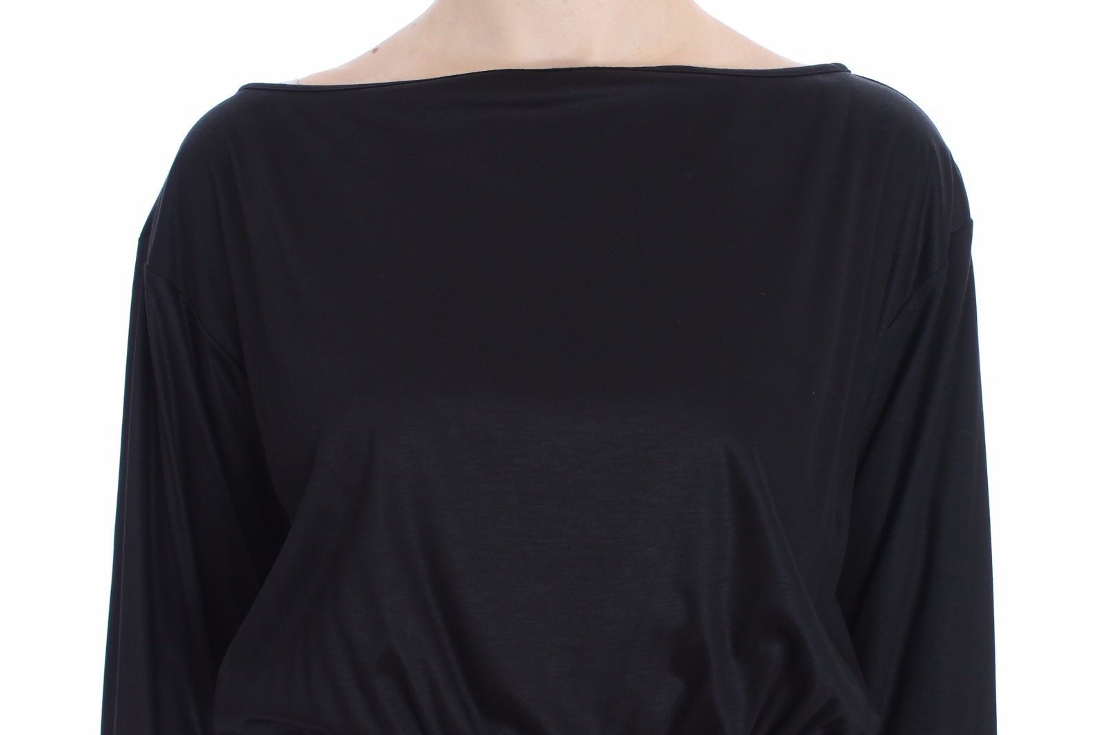 Versace Jeans Black Modal-Silk Shift Knee Dress-6