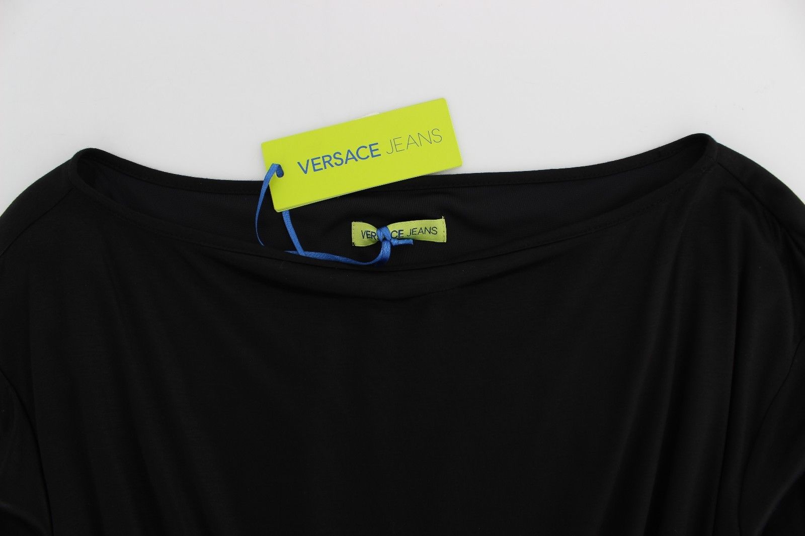 Versace Jeans Black Modal-Silk Shift Knee Dress-7